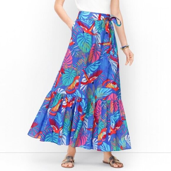 Talbots Dresses & Skirts - Talbots Cotton Maxi Skirt Parrots & Tropical Print